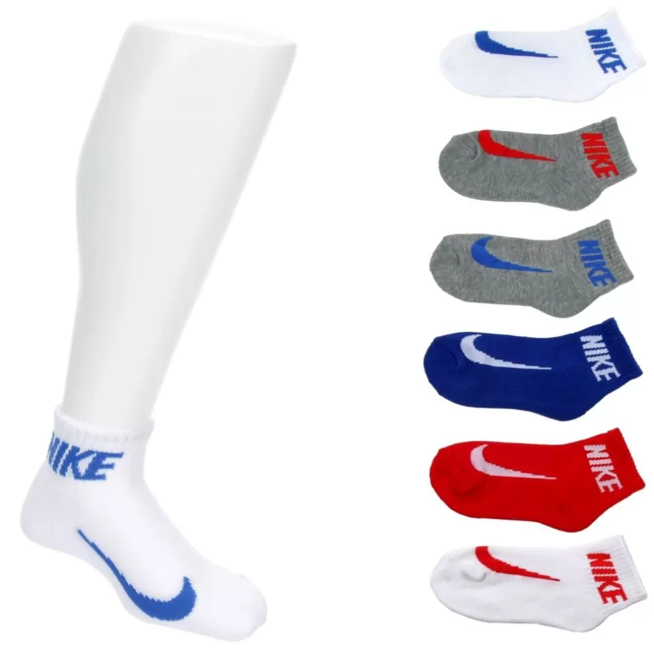 Boys Swoosh Quarter Socks 6 Pairs>NIKE Cheap