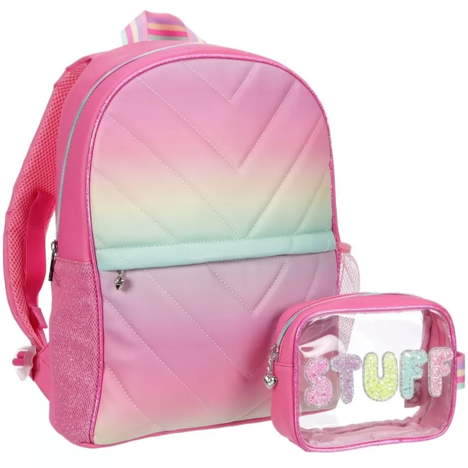 Girls Chevron Backpack With Stuff Pouch>OMG Shop