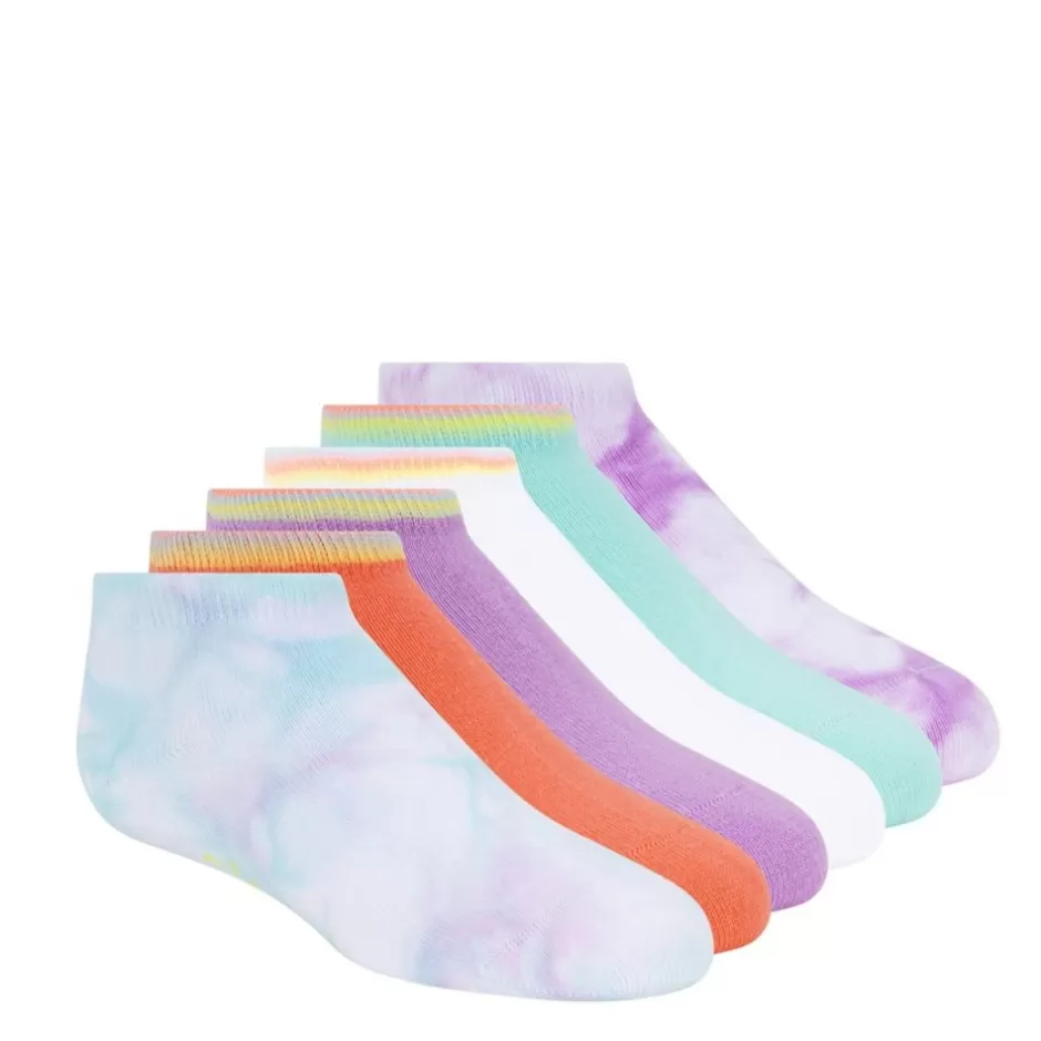 Girls Low Cut Tie Dye Socks 6 Pairs>SKECHERS New