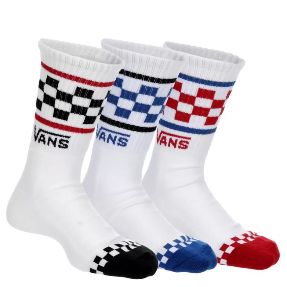 Boys 3Pk Checker Band Crew Socks>VANS Online